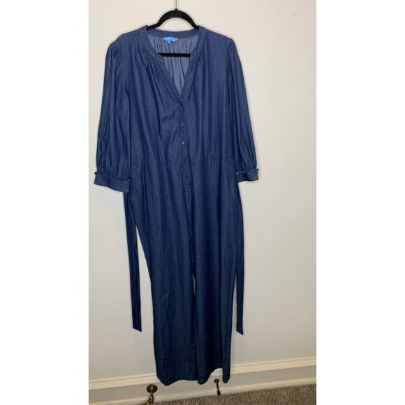 Draper James Tie Waist Jumpsuit in Chambray Sz XL - Picture 4 of 10